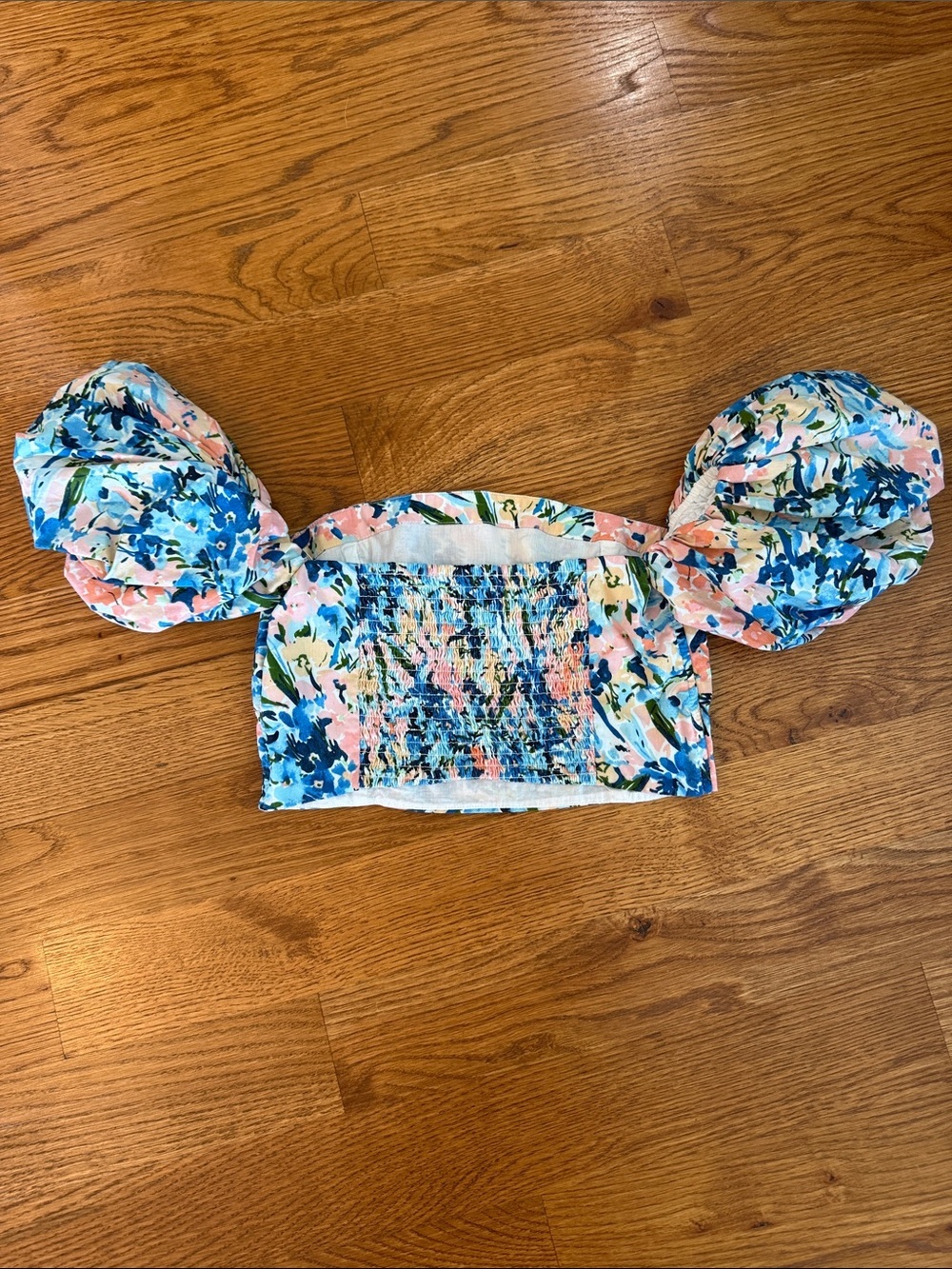 Abercrombie & Fitch Floral Puff Sleeve Crop Top Size Small Cottagecore - Picture 5 of 7